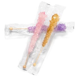 Candy Envy - Princess Rock Candy Sugar Sticks - 10 Individually Wrapped - Gold, Lavender, Light Pink Party Favors