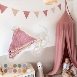 LILIMAUS Bunting Fabric [in 12 Colours] Bunting Children's Room - 100% Cotton Handmade Garland Fabric - Bunting Muslin - House Bed Decoration Girls & Boys - Garland for Baby Room