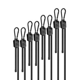 8 Pcs 12" 24" 48" 72" Adjustable Carabiner Bungee Cords Assorted Sizes with Hooks, Easy to Adjust The Length, Black Bungee Straps with Upgraded Design & Superior Elasticity for Cargo, Luggage, etc