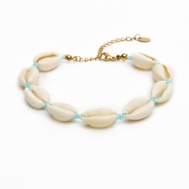 BERGERLIN Shell Anklet for Men and Women with Gold-Plated Clasp and Certification of Authenticity, Shell