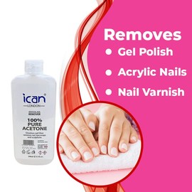 Ican London 100% Pure Acetone Nail Polish Remover UV GEL Soak Off 100ML