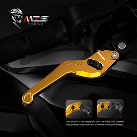 MZS Gold Motorcycle Brake Clutch Levers Short Wheel Adjustable CNC Compatible with EX250 EX300 EX400 | KLE300 KLE300X | KLX125 KLX250 | KLX230 KLX230R KLX300 | Z125 Z250SL Z300 Z400