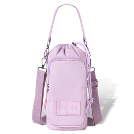 Water Bottle Carrier Bag with Shoulder Strap Insulated Water Bottle Holder 300-1200ML with Pocket Water Bottle Pouch Sleeve Sling Crossbody Water Bottle Bag for Walking Hiking Camping Travel (Purple)