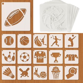 Pack of 50 Ball Stencils for Painting, 3 Inch Painting Stencils, Wall Design, Ball Painting Stencil, Reusable Plastic Stencils, Stencil for Sports Theme for DIY Drawing