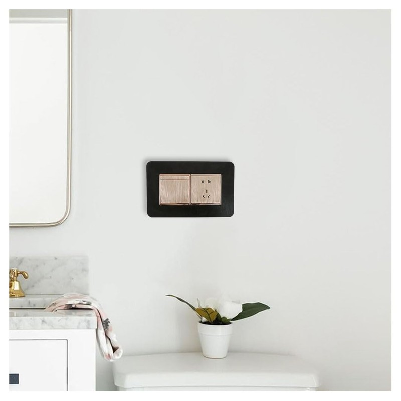 DWUENT 1pc Double Socket Surround 7.5x15.5cm - Matte Black Socket