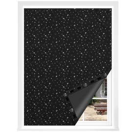WOLTU Blackout Roller Blind, No Drilling, Blackout Curtain, Roof Window Blackout Roller Blind, Portable, Adjustable, with Suction Cups and Velcro Fasteners for Bedroom, Travel, 130 x 200 cm, Black