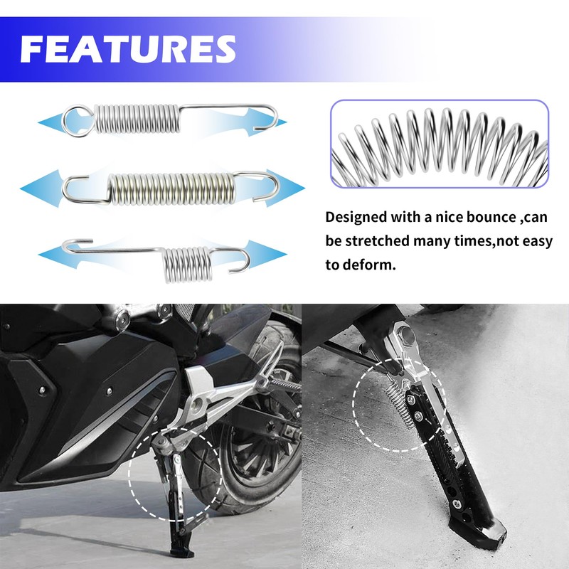6PCS Motorcycle Kickstand Springs with 3 Size,Steel Kick Stand Spring