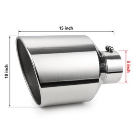 A-KARCK Exhaust Tip 5" Inlet to 10" Outlet, 15" Overall Length Polishing Bolt On Exhaust Tailpipe Tip Protect Tailpipe