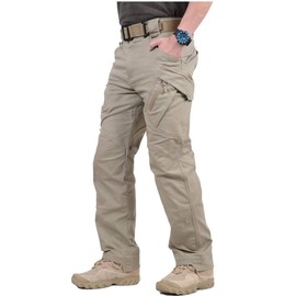 CARWORNIC Gear Men's Hiking Tactical Pants Lightweight Cotton Outdoor Military Combat Cargo Trousers (32W x 30L, Khaki)
