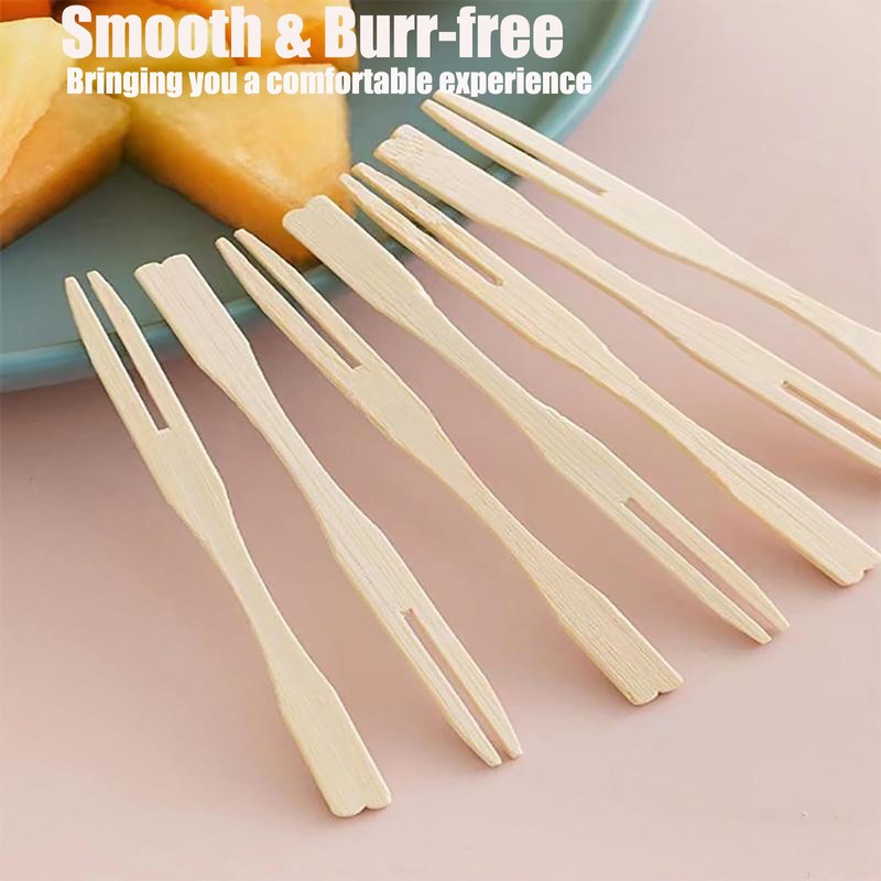 Wooden Fruit Forks,400 Pcs Mini Two Prongs Wooden Cocktail Fork