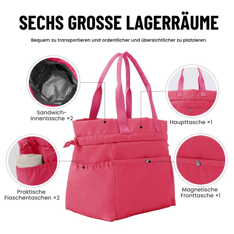 Lunch Bag Women Drawstring Insulated Carry Bag Bento Boxes Large