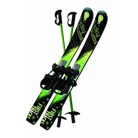 Lucky Bums Kids Beginner Ski and Pole set with Bindings, Pink