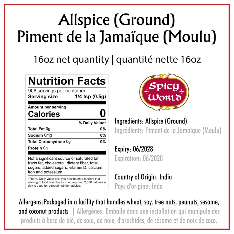 Spicy World Allspice Ground 16 Ounce - Huge 1 Pound