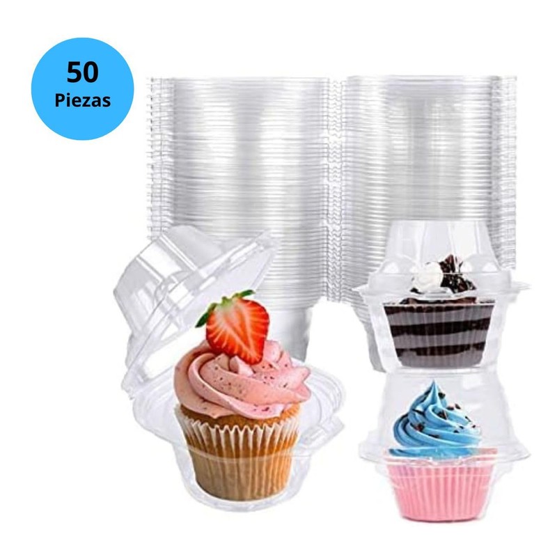 U Chef Paquete de 50 Cajas de Plastico para Cupcakes,