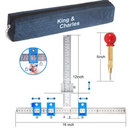Cabinet Hardware Jig, King&Charles Metal Cabinet Handle Jig with Automatic Center Punch, Perfect Set - Avoid Jitter Caused by Direct Drilling, Use for Handles and Pulls on Drawers/Doors.
