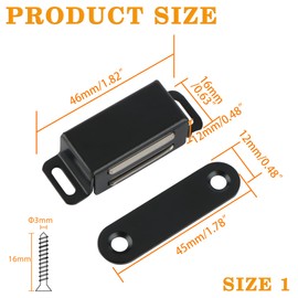 Alise Magnetic Cabinet Door Catch 4Pcs,Cabinet Door Magnets Catches Magnetic Door Closers for Cabinets,Stainless Steel Black Magnetic Cabinet Latch Door Latches for Closet Cupboard Drawer Kitchen