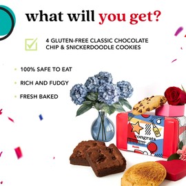 David’s Cookies Congratulations Gluten-Free Cookies and Brownies Gift Sampler Tin – Fresh Baked Chocolate Chip Cookies and Fudgy Brownies – Gourmet Bakery Dessert Gift for Celebrations & All Occasions