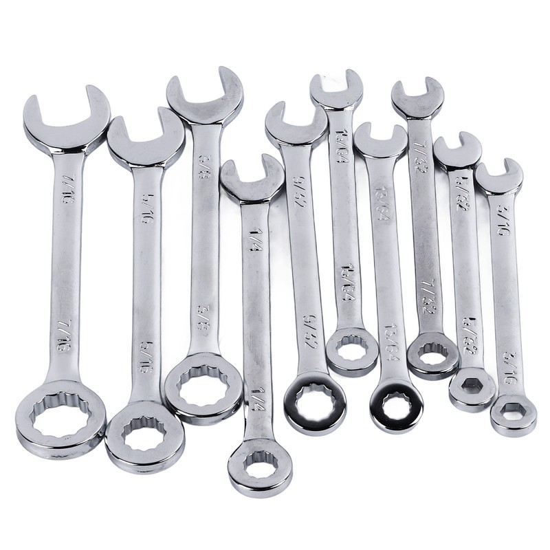 10PCS Mini Combination Wrench Set Steel Inch Open End Small