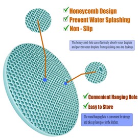 5 Pcs Round Silicone Trivets Pot Holder Mats,Extra Thick Heat Resistant Kitchen Countertop Mats,Honeycomb Rubber Hot Pads Trivets for Hot Dishes,Flexible Jar Opener Multi-Purpose Coasters Teal