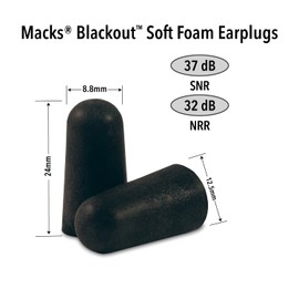 Mack's Blackout Soft Foam Earplugs, 3 Pair - 32 dB Highest NRR, Comfortable Ear Plugs for Concerts, Jam Sessions, Nightclubs, Loud Events and Shooting Sports