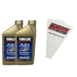 Cyclemax Two Pack of Yamaha Yamalube Full 4-Stroke Synthetic 10W-40 Oil LUB-10W40-FS-12 Contains Two Quarts and a Funnel