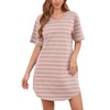WUWUSKY Nighties for women Cotton Nightdress for Womens Short Sleeved V Neck Long Soft Nightshirts Loungewear, Light Pink/White, XXL