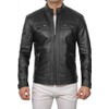 DECIMAL Men's Black Genuine Lambskin Leather Biker Jacket VINTAGE REAL