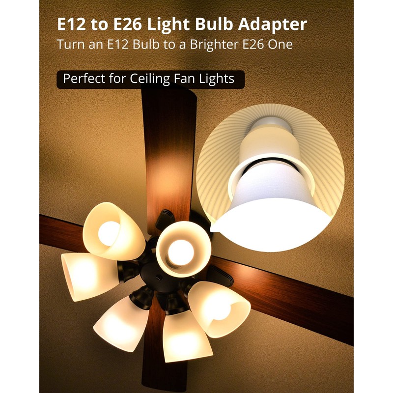 JACKYLED 10-Pack E12 to E26 E27 Adapter Chandelier Light Socket