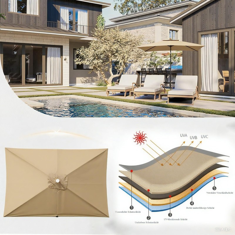 GLDDFDG Outdoor Patio Umbrella Replacement Canopy 6 Ribs, 6.5X10 Ft
