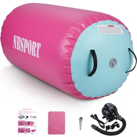 Air Barrel - Air Roller Gymnastics Barrel for Back Handspring Trainer, Air Tumble Mat with Pump for Gym Training/Yoga Balance Exercise/Cheerleading/Home and Outdoor Use