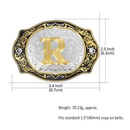 KOORASY Belt Buckle Initial Letter Belt Buckles Small Size Women Girls Boys Men Western Buckles for Belt R
