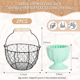 2 Pcs Egg Basket With Handle,Wire Egg Basket for Gathering Fresh Eggs, Round Egg Collecting Basket for Farm,Vintage Style Chicken and Duck Eggs Basket Egg Countertop Storage Container Holder ﻿