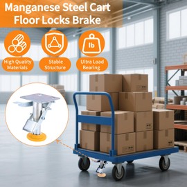Floor Lock, Trolley Brake Floor Lock Adjustable Height, Cart Stopper Manganese Steel 220Lbs Bearing Trolley with TPU Pad for 4~5in Casters