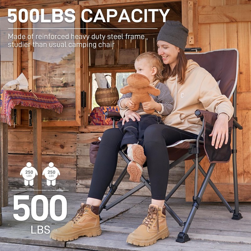 EVER ADVANCED Oversized Folding Camping Chair, for Adults Heavy Duty