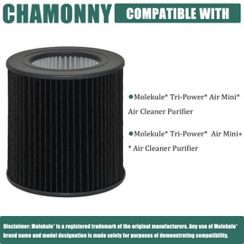 CHAMONNY Air Mini PECO-HEPA Tri-Power Filter Replacement, Compatible with Molekule PECO-HEPA Tri-Power Air Mini and Air Mini+ Air Purifier, 2 Pack