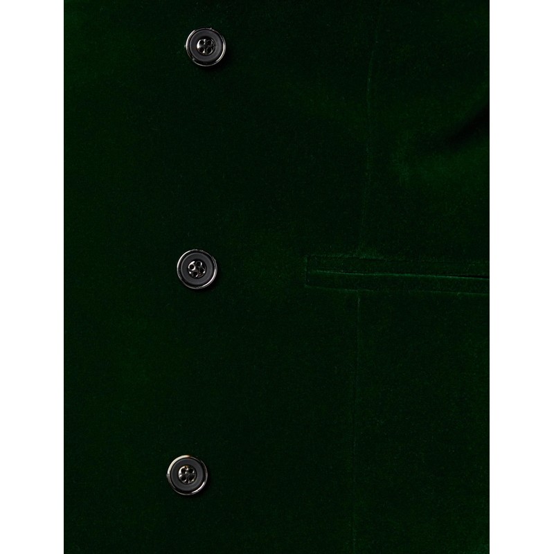 Mens MAK Green Soft Velvet Waistcoat Wedding Party Retro Tailored