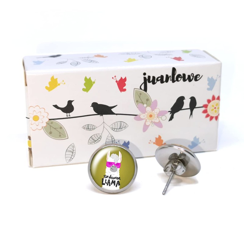 JUANLOWE No Drama Lama Earrings Silver Alpaca Stud Earrings Stainless
