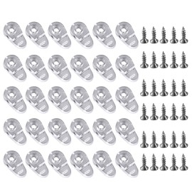 30 Pieces Glass Door Retainer Clips with Screw Glass Retainer Clips Kit Glass Panel Clips Glass Corner Buckle Cabinet Clips Mirror Holder Clips for Glass Cabinet Doors, Clear, 20 x 11mm