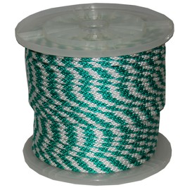T.W Evans Cordage 98329 3/8-Inch by 100-Feet Solid Braid Propylene Multifilament Derby Rope, Green and White