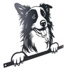 AB Tools Black Metal Peeking Collie Silhouette with Fixing Plate