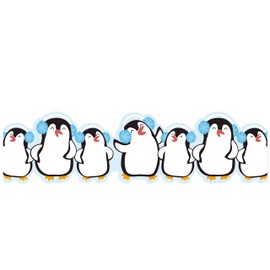 Eureka Winter Penguins Extra Wide Decorative Classroom and Bulletin Board Trim for Teachers, 3.25" Wide, 12 Strips for 37 Total Feet