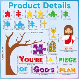 gisgfim Sunday School Classroom Bulletin Board Decorations Christian Bulletin Board Piece of Gods Plan Puzzle Cutouts Religious Kids Bible Verse Classroom Decoration for Christian Bulletin Board Decor