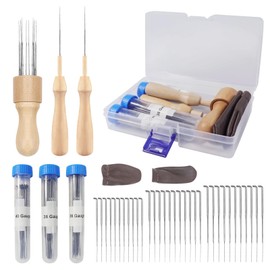 Redamancy 36Pcs Wool Felting Needle Tools, Wool Felting Tool Kit, 3 Sizes Felting Needles, Needle Felting Kit with Wooden Handle, Ideal for Beginners or Professionals