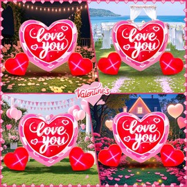 KOOY 6FT Long Valentine Inflatables Outdoor Decorations Heart Inflatable with Light for Valentine's Day Gift Engagement Wedding Anniversary Romantic Party Yard Décor
