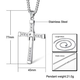 PPX Silver Dominic Toretto's Cross Necklace Pendant Cross Necklace Men’s Jewelry With Box