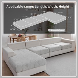 QIANMEW Couch Covers for Sectional Sofa, Washable Stretch Soft Sofa Cushion Covers L Shape Sofa Slipcovers Anti Slip Furniture Decor Protector for Pets (3 Seaters Covers+1 Chaise Cover,Light Gray)