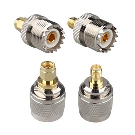 Futheda 4PCS SMA to UHF Connectors Kit UHF to SMA Male to Female RF Coax Adapter Nickel Plated SO239 PL259 Converter to SMA Connector Compatible with Amateur CB Two Way WiFi Radios Handheld Antenna