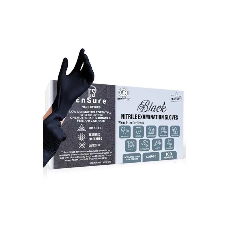 Saf-Care EnSure Nitrile Exam Gloves, Powder-Free, Latex-Free, Chemo Rated, Non-Sterile,