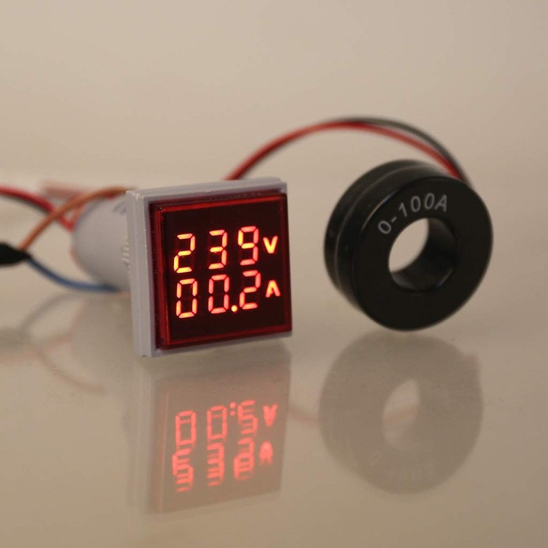 LED Digital Dual Display Voltmeter Ammeter Voltage, Square Gauge Current