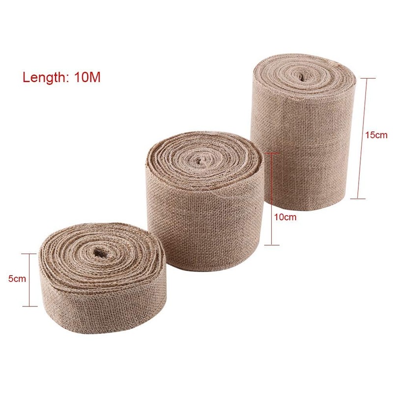 Burlap Ribbon, 10M Woven Rustic Hessian Jute Burlap Fabric Ribbon